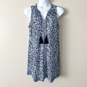 Michael Kors Sleeveless Blue White Jersey Knit Tassel Dress women's size XL